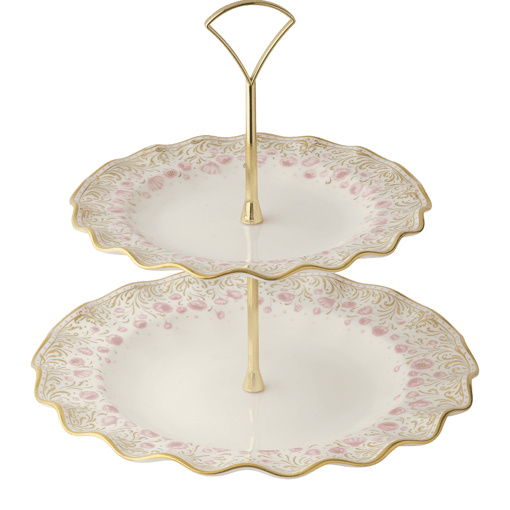 Royal Crown Derby Royal Peony Pink Two Tier Cake Stand (24cm) – official product image