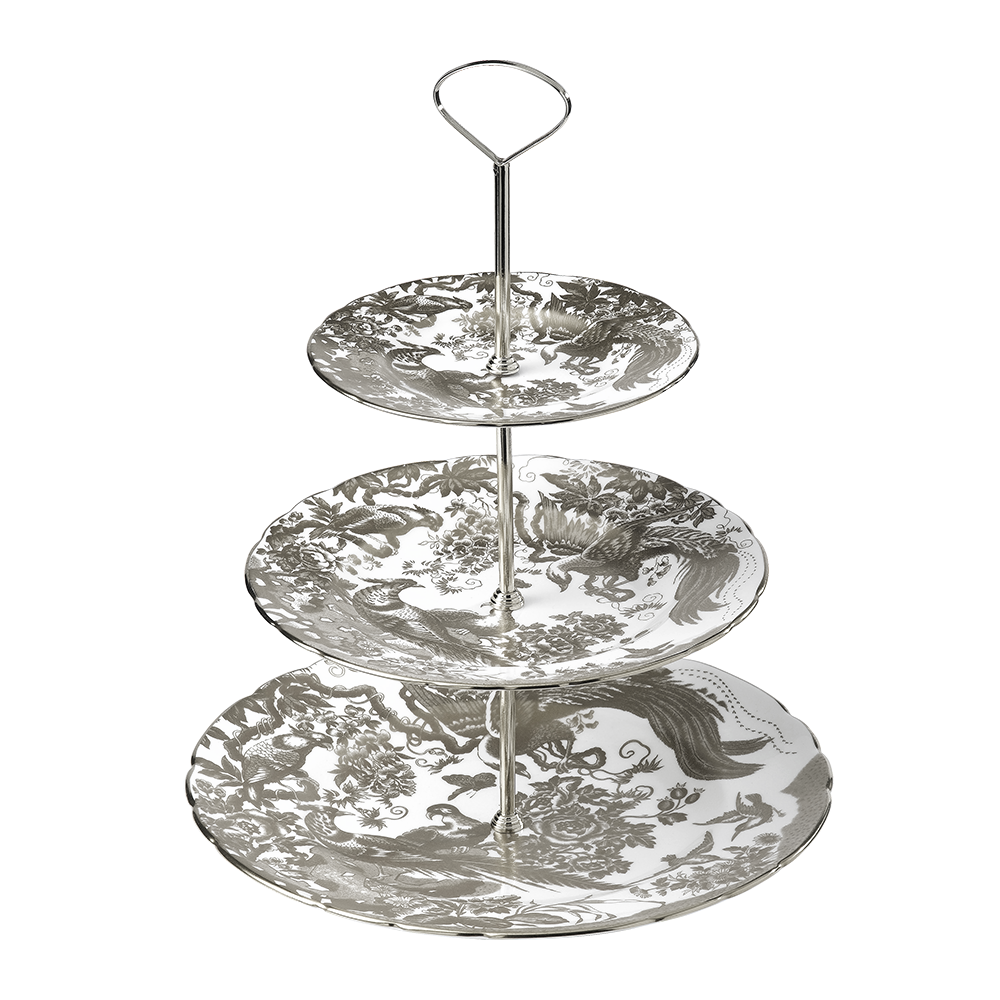 Royal Crown Derby Aves Palladium Three Tier Cake Stand (34cm) – official product image