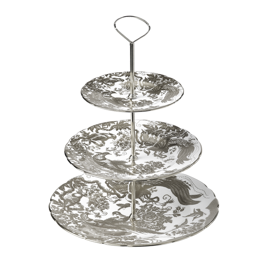Royal Crown Derby Aves Palladium Three Tier Cake Stand (34cm) – official product image