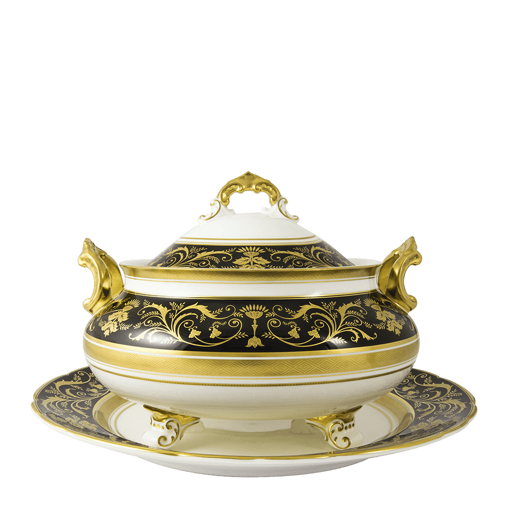 Royal Crown Derby Regency Black Soup Tureen Stand (35cm) – alternate official product image