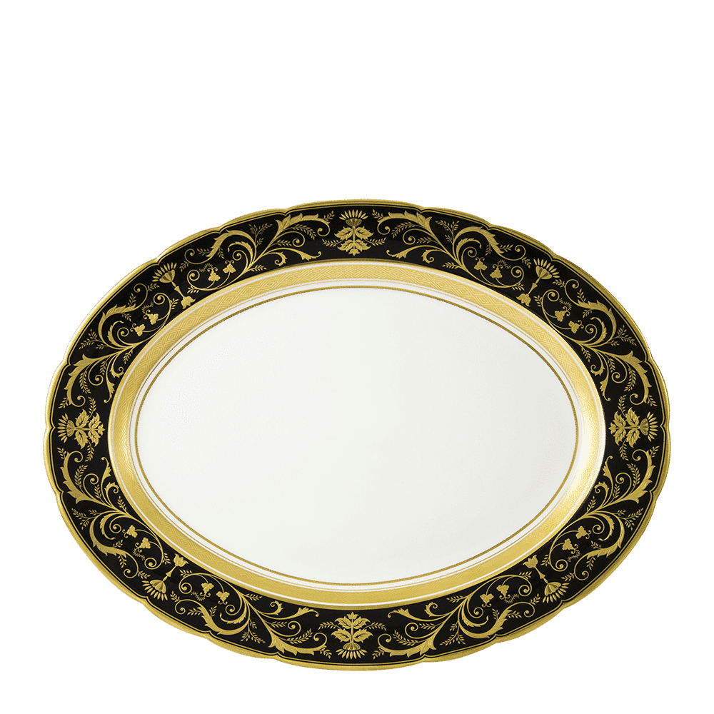 Royal Crown Derby Regency Black Oval Dish (41cm) – official product image