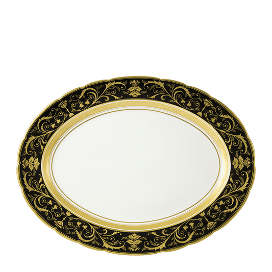 Royal Crown Derby Regency Black Oval Dish (41cm) – official product image