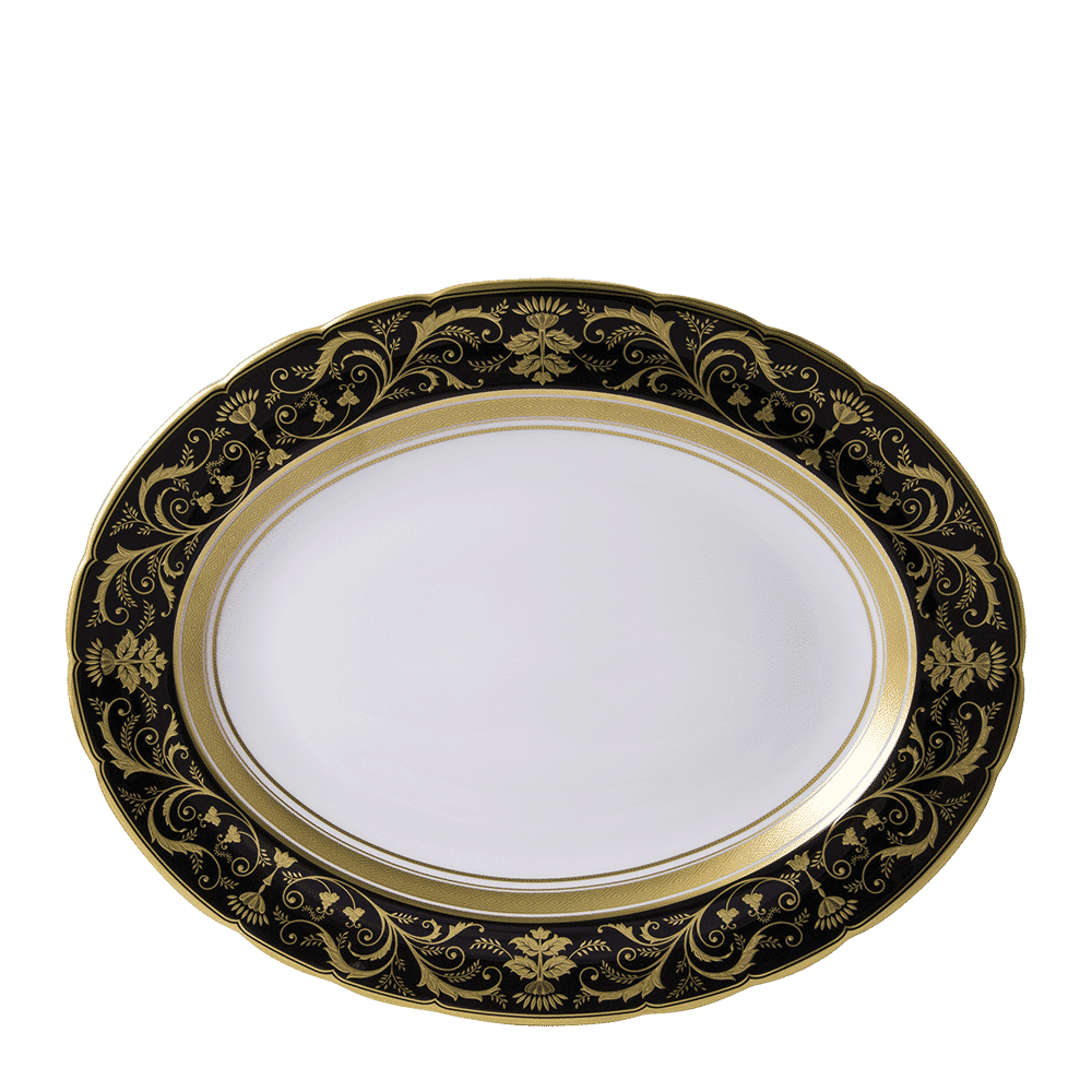 Royal Crown Derby Regency Black Oval Dish (34cm) – official product image