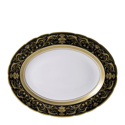 Royal Crown Derby Regency Black Oval Dish (34cm) – official product image