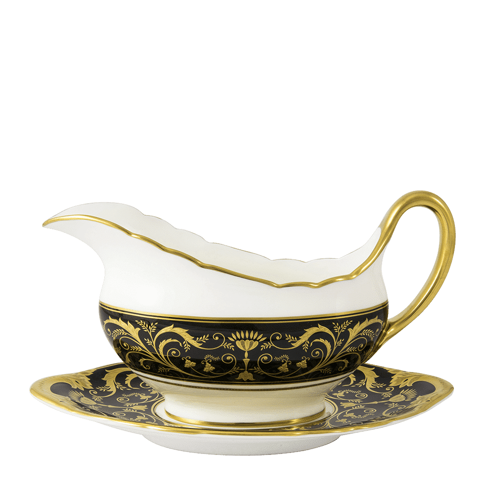 Royal Crown Derby Regency Black Sauce Boat (450ml) – alternate official product image