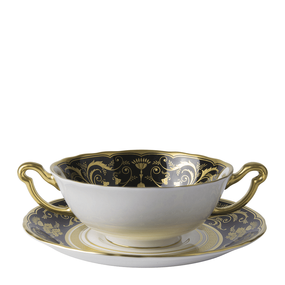 Royal Crown Derby Regency Black Cream Soup Saucer (16cm) – alternate official product image
