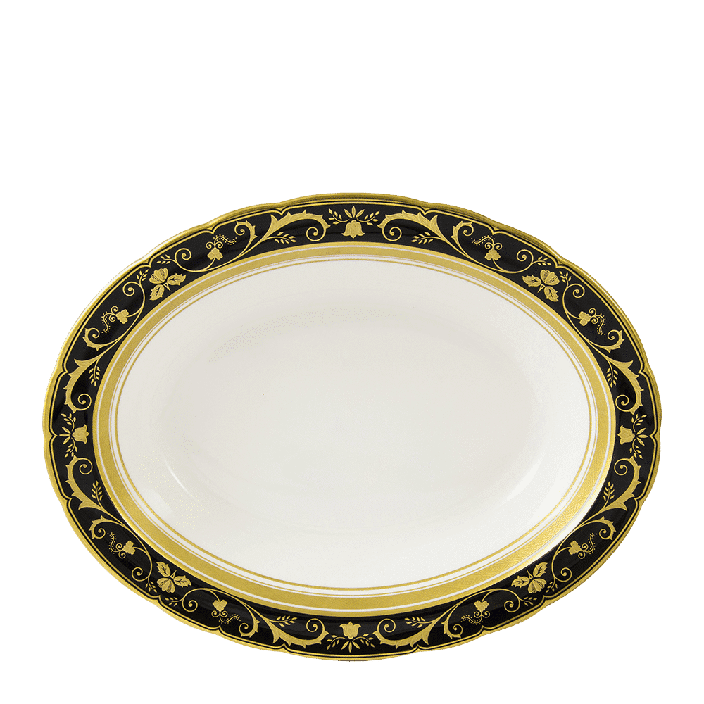 Royal Crown Derby Regency Black Open Vegetable Dish (24cm) – official product image