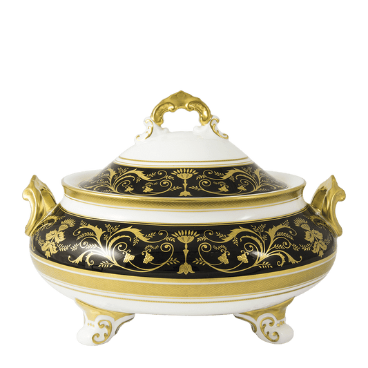 Royal Crown Derby Regency Black Covered Vegetable Dish (1700ml) – official product image