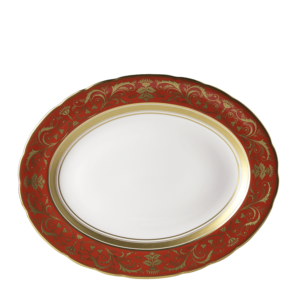 Royal Crown Derby Regency Red Oval Dish (34cm) – official product image