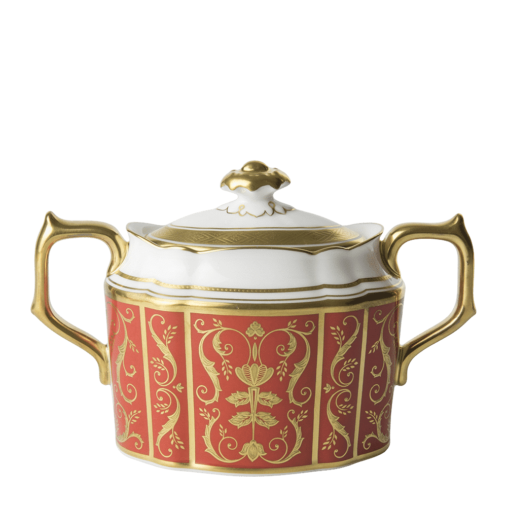 Royal Crown Derby Regency Red Covered Sugar (310ml) – official product image