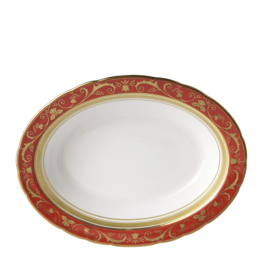 Royal Crown Derby Regency Red Open Vegetable Dish (24cm) – official product image