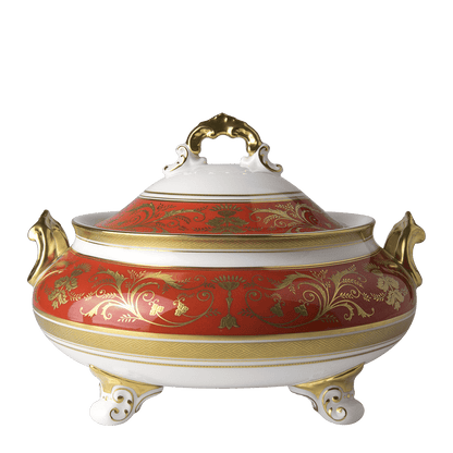Royal Crown Derby Regency Red Covered Vegetable Dish (1700ml) – official product image