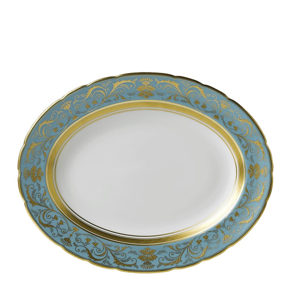 Royal Crown Derby Regency Turquoise Oval Dish (41cm) – official product image