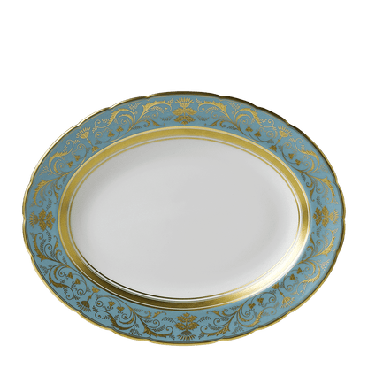 Royal Crown Derby Regency Turquoise Oval Dish (41cm) – official product image