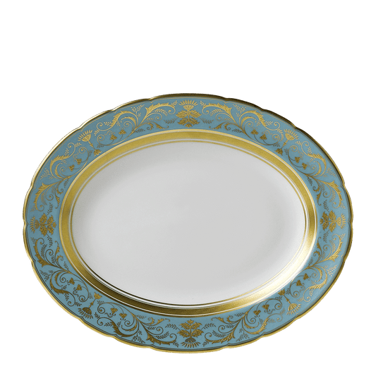 Royal Crown Derby Regency Turquoise Oval Dish (41cm) – official product image