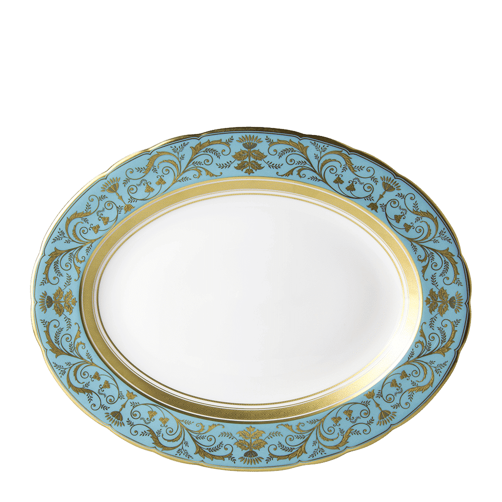 Royal Crown Derby Regency Turquoise Oval Dish (34cm) – official product image