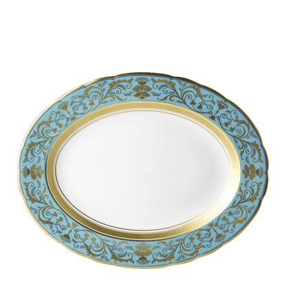 Royal Crown Derby Regency Turquoise Oval Dish (34cm) – official product image