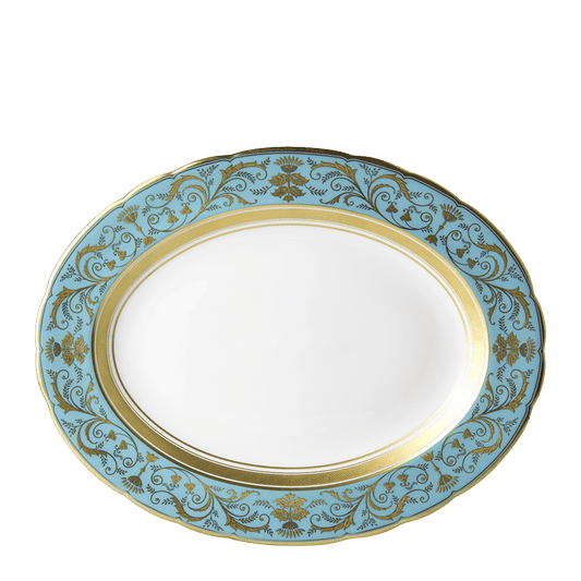 Royal Crown Derby Regency Turquoise Oval Dish (34cm) – official product image