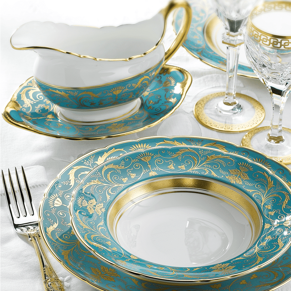 Royal Crown Derby Regency Turquoise Rim Soup Bowl (21cm) – alternate official product image