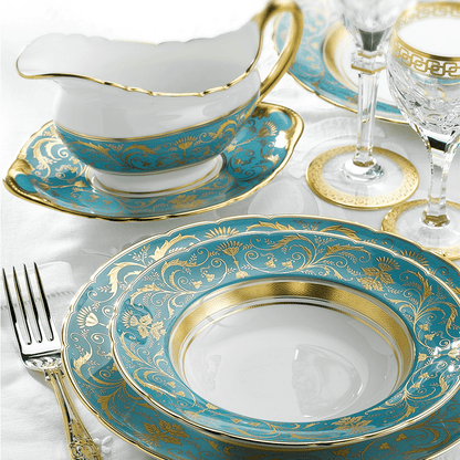 Royal Crown Derby Regency Turquoise Rim Soup Bowl (21cm) – alternate official product image