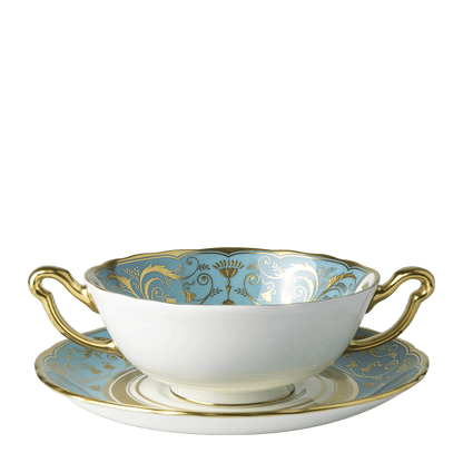 Royal Crown Derby Regency Turquoise Cream Soup Saucer (16cm) – alternate official product image