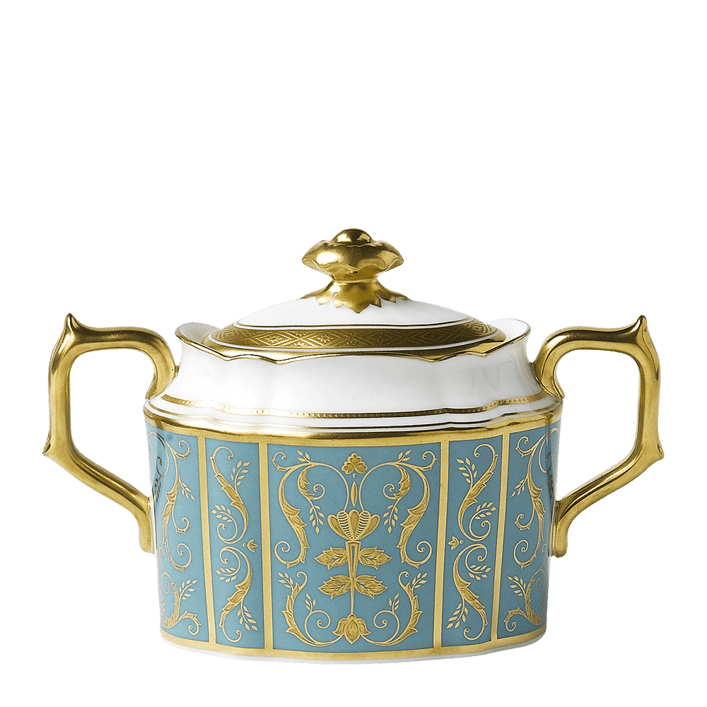 Royal Crown Derby Regency Turquoise Covered Sugar (310ml) – official product image