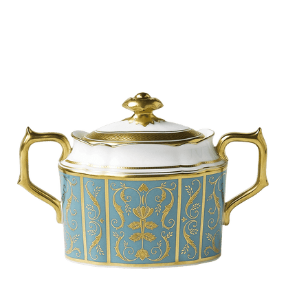 Royal Crown Derby Regency Turquoise Covered Sugar (310ml) – official product image