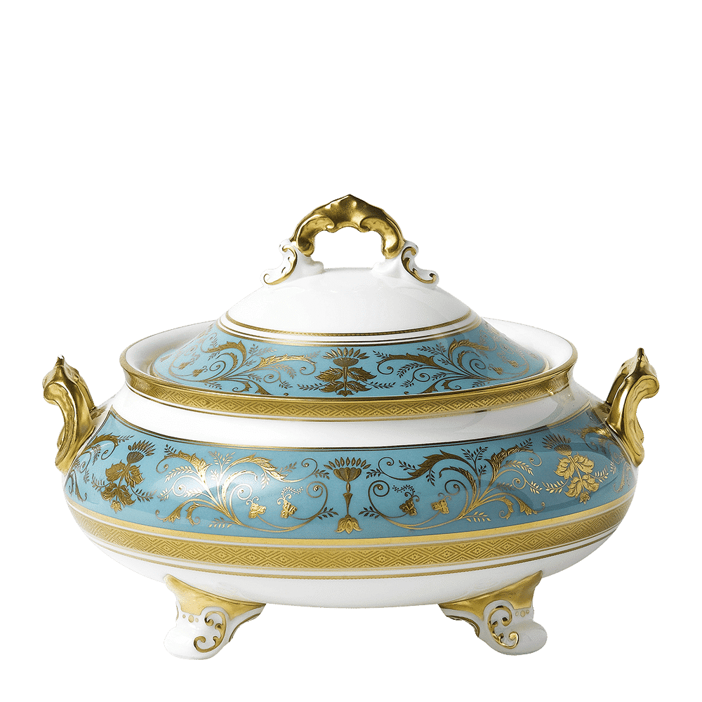 Royal Crown Derby Regency Turquoise Covered Vegetable Dish (1700ml) – official product image