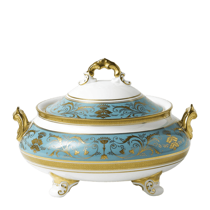 Royal Crown Derby Regency Turquoise Covered Vegetable Dish (1700ml) – official product image
