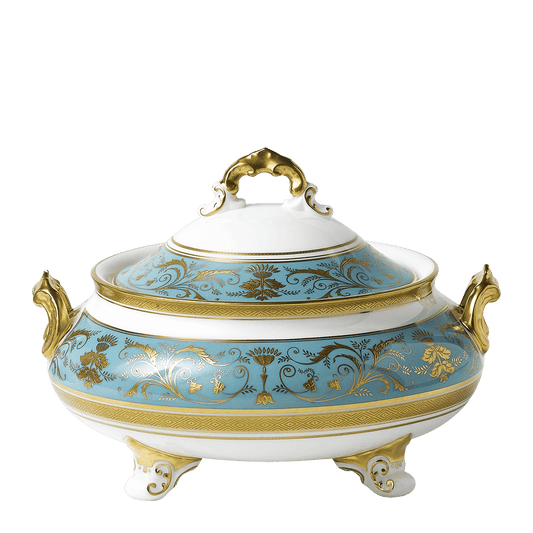 Royal Crown Derby Regency Turquoise Covered Vegetable Dish (1700ml) – official product image