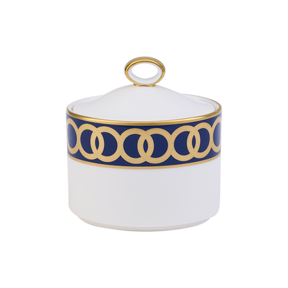 Royal Crown Derby Riviera Dream Navy Blue Covered Sugar (170ml) – official product image