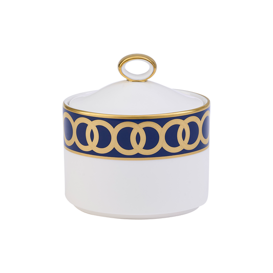 Royal Crown Derby Riviera Dream Navy Blue Covered Sugar (170ml) – official product image