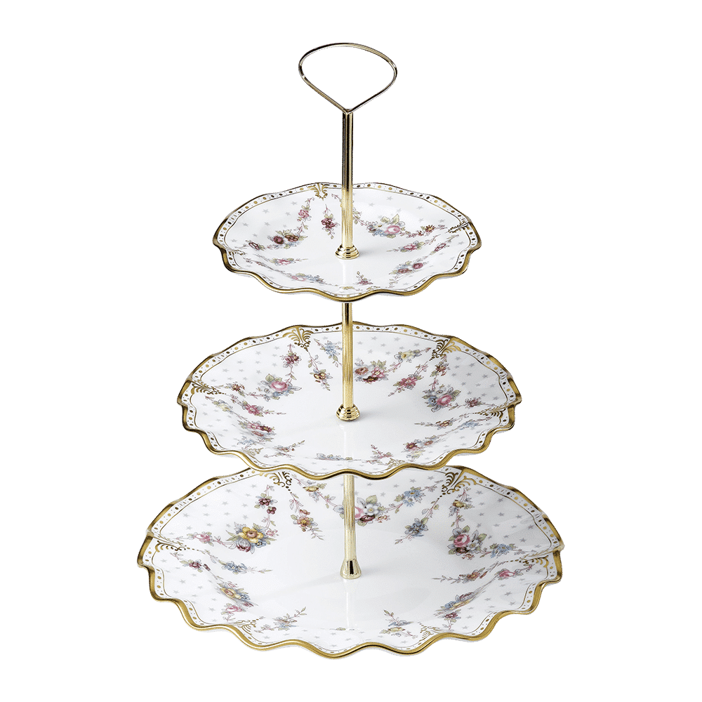 Royal Crown Derby Royal Antoinette Three Tier Cake Stand Boxed (34cm) – official product image