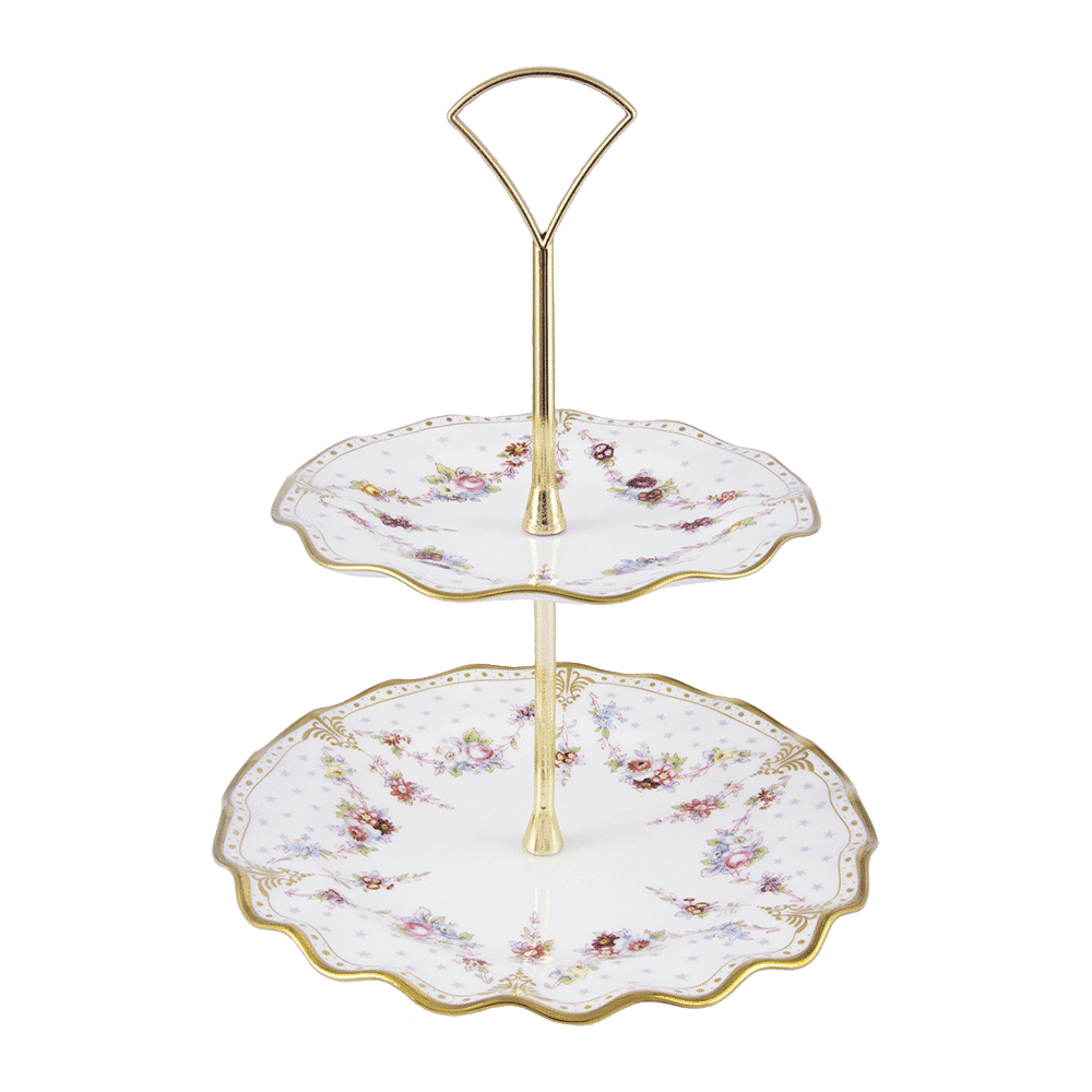 Royal Crown Derby Royal Antoinette Two Tier Cake Stand Boxed (24cm) – official product image