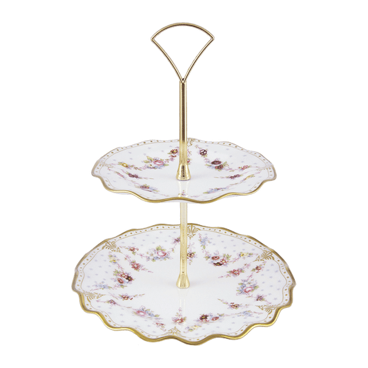 Royal Crown Derby Royal Antoinette Two Tier Cake Stand Boxed (24cm) – official product image