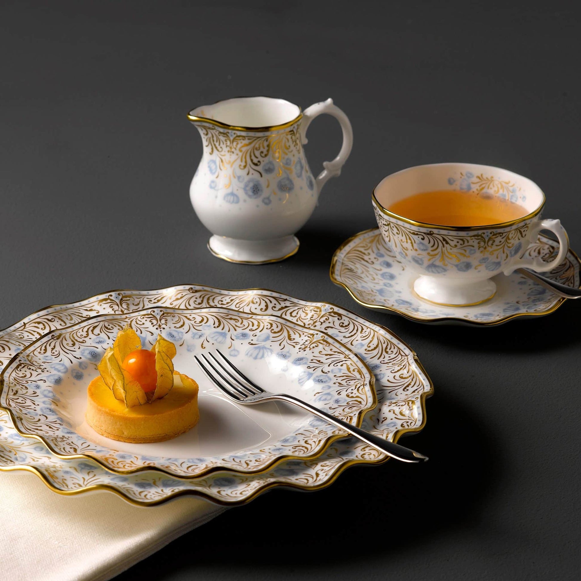 Royal Crown Derby Royal Peony Blue Tea Strainer and Drip Bowl (10cm) – alternate official product image