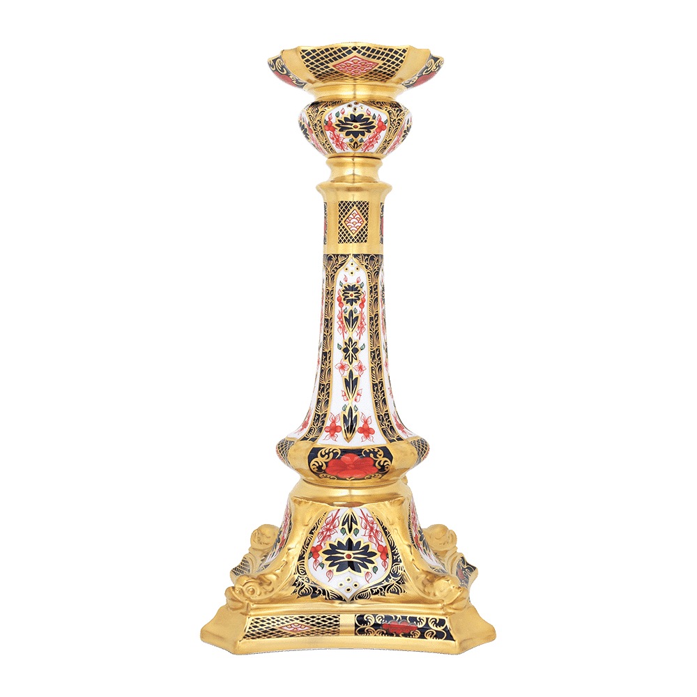 Royal Crown Derby Old Imari Solid Gold Band Candlestick – official product image