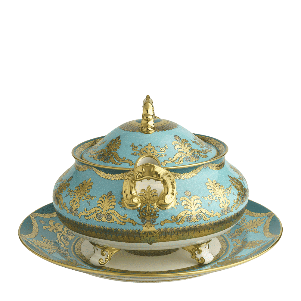 Royal Crown Derby Turquoise Palace Soup Tureen Stand (35cm) – alternate official product image