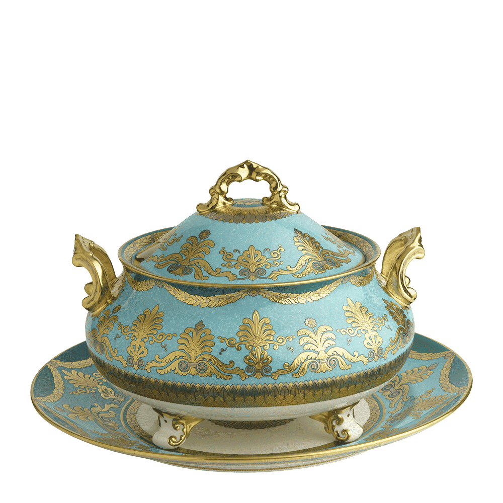Royal Crown Derby Turquoise Palace Soup Tureen Stand (35cm) – alternate official product image