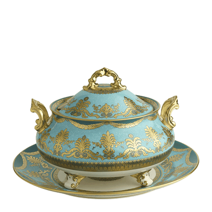 Royal Crown Derby Turquoise Palace Soup Tureen Stand (35cm) – alternate official product image