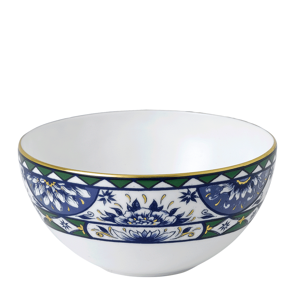 Royal Crown Derby Victorias Garden Blue and Green Bowl (14.5cm) – official product image