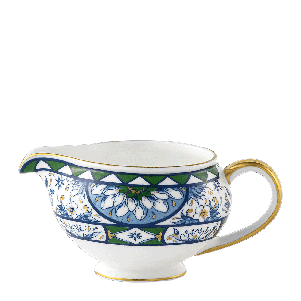 Royal Crown Derby Victorias Garden Blue and Green Cream Jug (300ml) – official product image