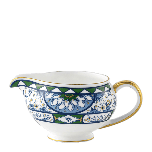 Royal Crown Derby Victorias Garden Blue and Green Cream Jug (300ml) – official product image