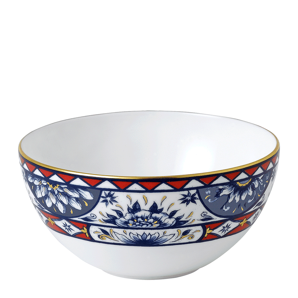 Royal Crown Derby Victorias Garden Blue and Red Bowl (14.5cm) – official product image