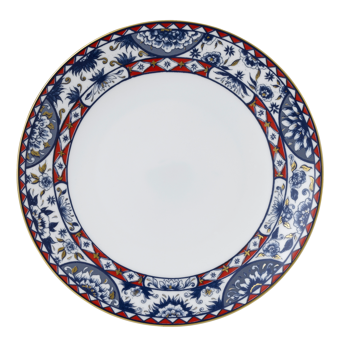 Royal Crown Derby Victorias Garden Blue and Red Dinner Plate (27cm) – official product image