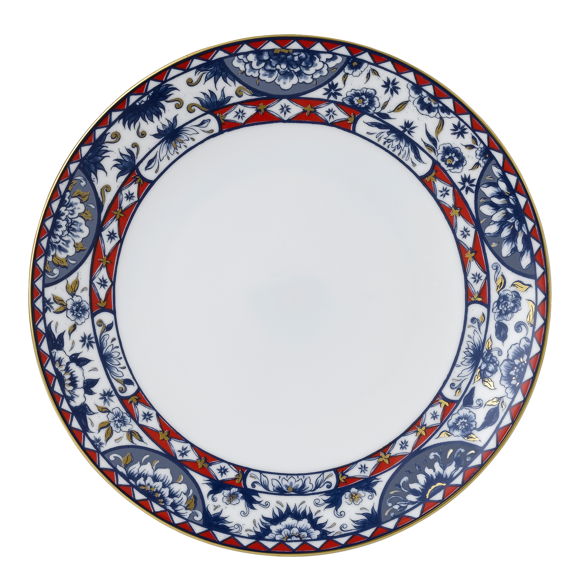 Royal Crown Derby Victorias Garden Blue and Red Dinner Plate (27cm) – official product image