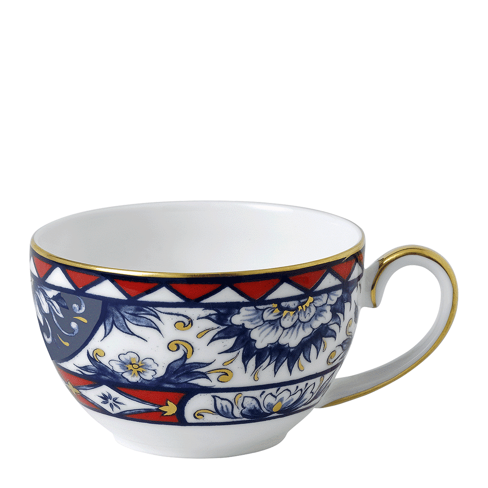 Royal Crown Derby Victorias Garden Blue and Red Teacup (250ml) – official product image