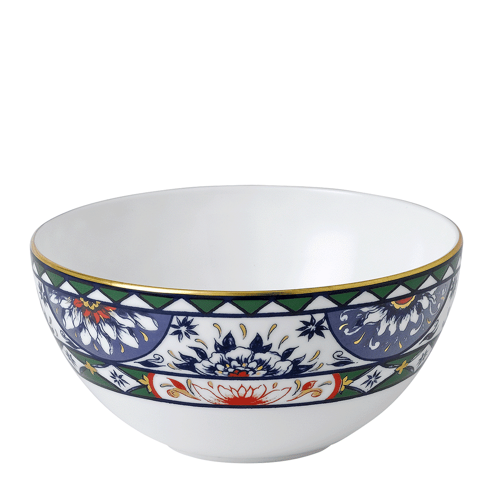 Royal Crown Derby Victorias Garden Blue, Green and Red Bowl (14.5cm) – official product image