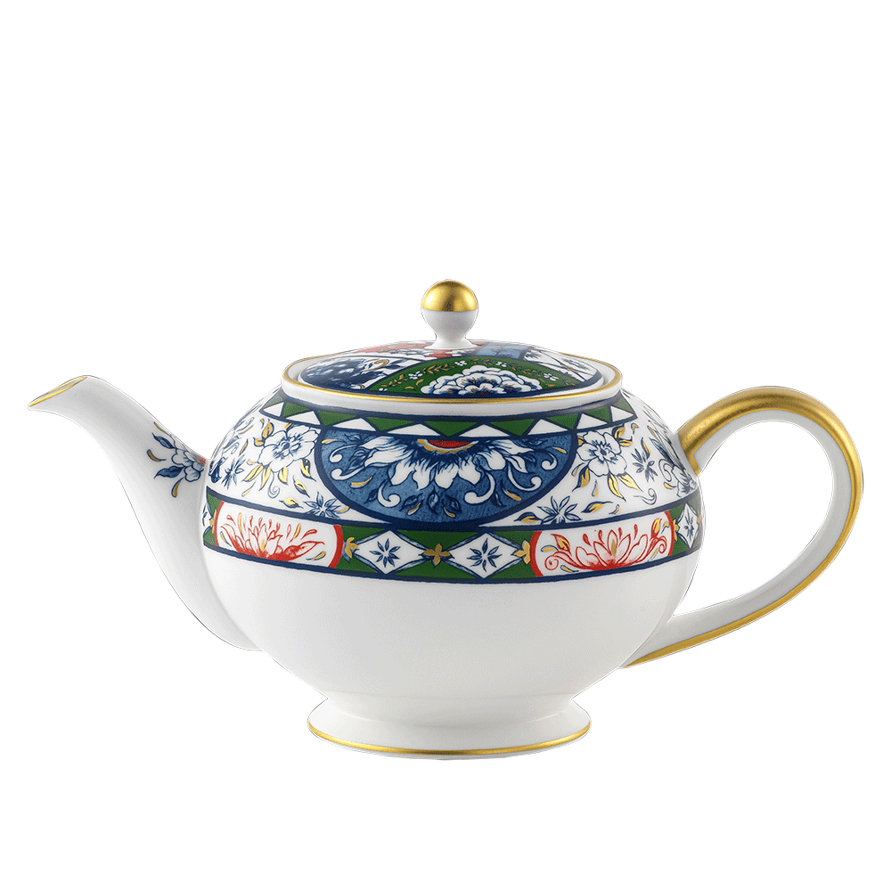 Royal Crown Derby Victorias Garden Blue, Green and Red Teapot (1000ml) – official product image