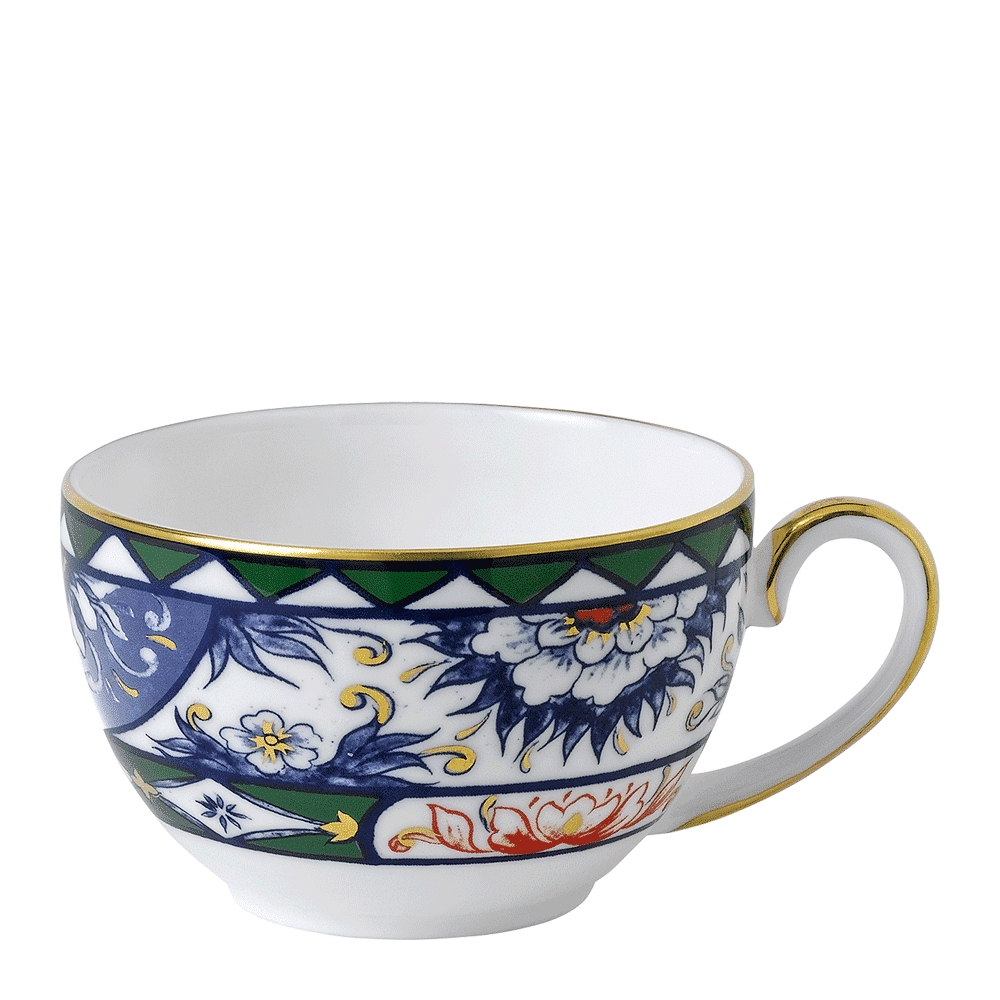 Royal Crown Derby Victorias Garden Blue, Green and Red Teacup (250ml) – official product image